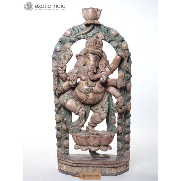 Dancing Ganesha with Arch (Wood Carving)