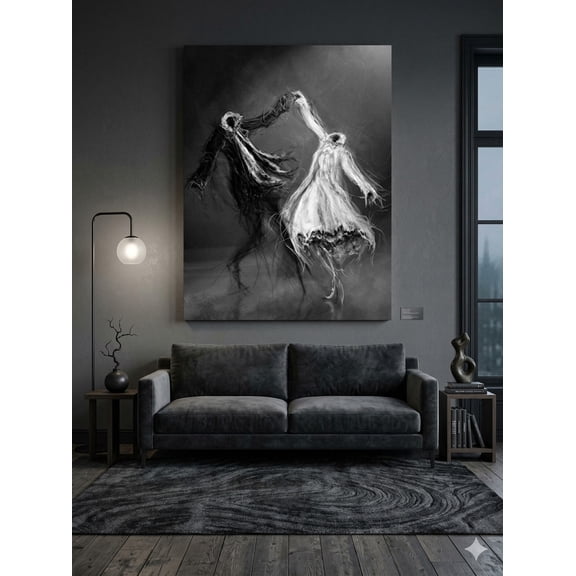 Dancing Ghost Halloween Wall Art Print, Spooky Decor
