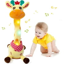 Dancing Giraffe Stuffed Animal Baby Toys Singing 10 Children's Song Infants Toddlers Toy Repeats What You Say Interactive Deer Push Glowing Musical Toy for Boys Girls Birthday Gift