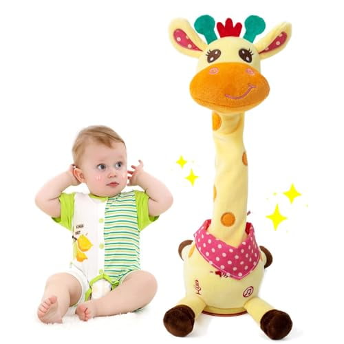 Dancing Giraffe Toy,Talking Giraffe Baby Toy for Baby Boys Girls,Baby Dancing Toy 10 Pcs Songs,Repeating What You Say Sing+Dancing+Recording+LED+Mimicking