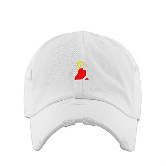 Dancing Girl Vintage Baseball Cap Embroidered Cotton Adjustable Distressed Dad Hat White