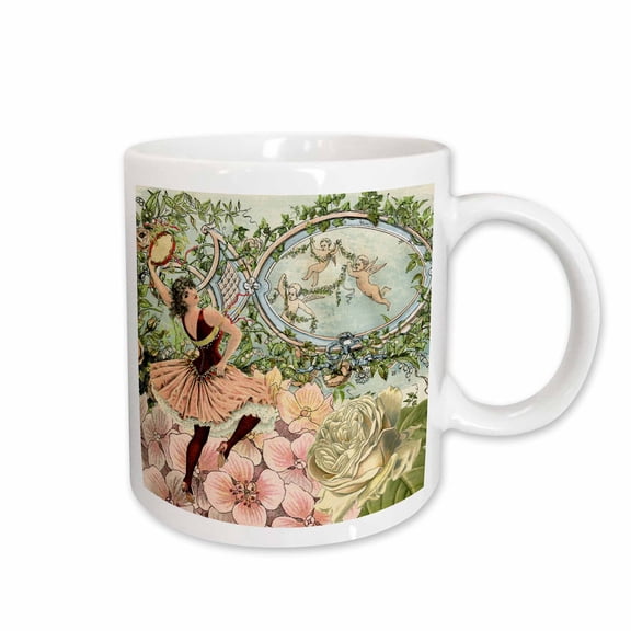 3drose, Dancing Gypsy with Tambourine Giant Flowers, 15oz Mug