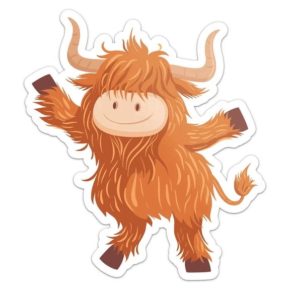 Dancing Highland Cow Vinyl Decal Sticker