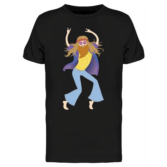 Dancing Hippie Cartoon T-Shirt Men -Image by Shutterstock, Male Small