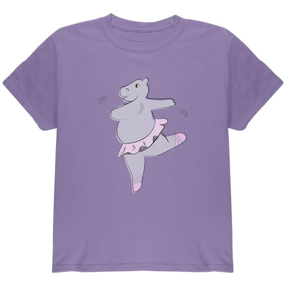Dancing Hippo Ballerina Cute Youth T Shirt Violet YMD