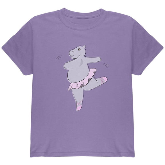 Dancing Hippo Ballerina Cute Youth T Shirt Violet YMD