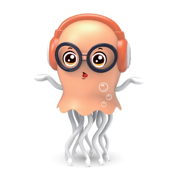 Dancing Jellyfish Toy,Dancing Squid Tummy Time Toy with Light&Music,Dancing Jellyfish Baby Toy for Kids,Orange