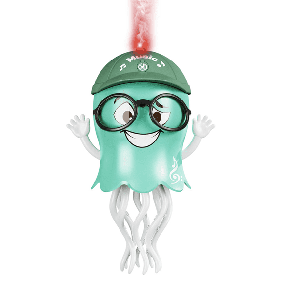 Dancing Jellyfish Toys wtih Spray for Kids, Electric Avoidance Crawling Toys with Light & Music for Boys Girls Tummy Time Toys(Green)