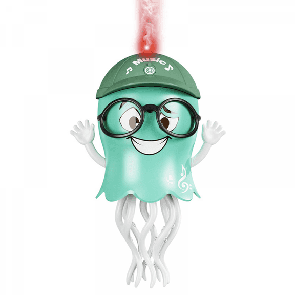 Dancing Jellyfish Toys wtih Spray for Kids, Electric Avoidance Crawling Toys with Light & Music for Boys Girls Tummy Time Toys(Green)