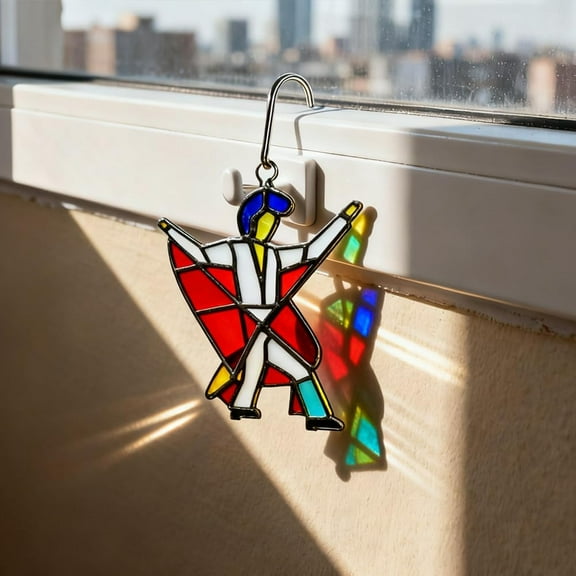 Dancing King Pattern Handmade Stained Glass Kinetic Acrylic Hanging Decor | Bohemian-Style Ornament for Window, Garden & Patio(Dancing King Pattern 1 PCS)