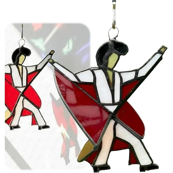 Dancing King Pattern Handmade Stained Glass Spinner, Kinetic Acrylic Hanging Decor, Self-Assembly Boho Hanging Decor for Window, Garden, Porch, or Unique Art Gift1 pc,Acrylic
