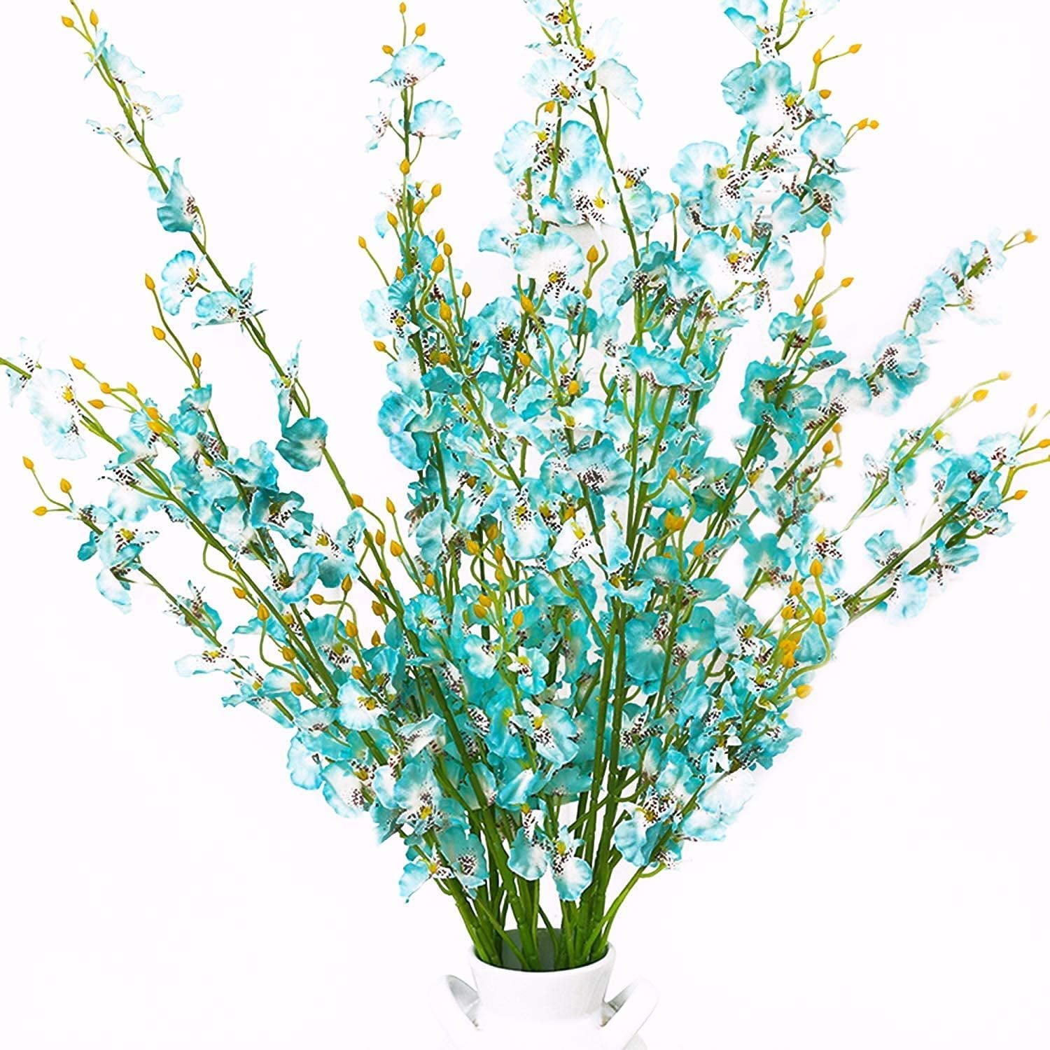 Dancing Lady Orchids Butterfly Artificial Flowers, 38 Inches Silk Artificial Flower Fake Flowers for Wedding and Home Decoration (Teal Blue)
