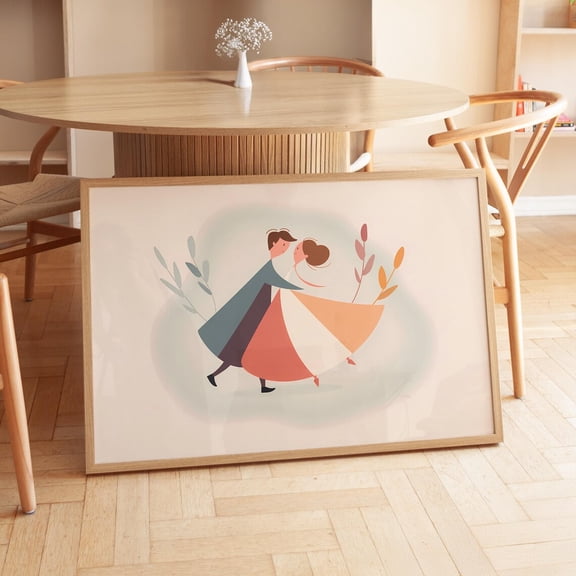 Dancing Lovers Romantic Couple Wall Art Decor Unframed Paper Print