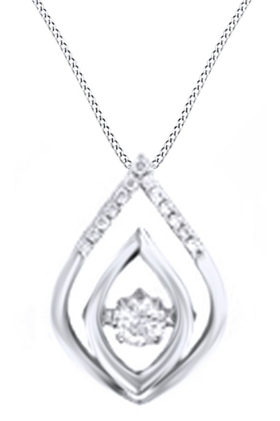 Dancing Natural Diamond Fashion Pendant Necklace In 14K Solid White Gold