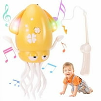 Dancing Octopus Baby Toy,Tummy Time Toys,with Music and Led Light,Automatically Avoids Obstacles,Crawling Toy Suitable for Birthday Gifts for Toddlers Over One Month Old(Yellow)