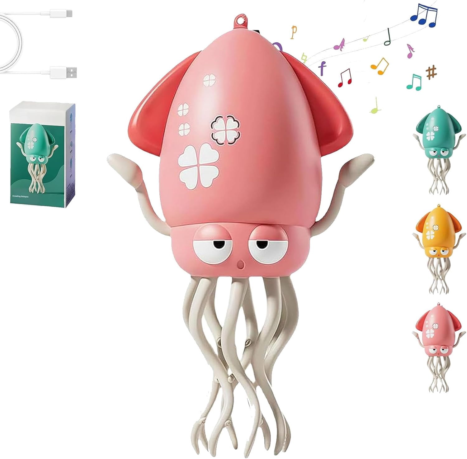 Jouet Pieuvre Danseuse Électrique Avec Lumières Et Musique – Version Verte, Charge USB, Détection D’Obstacles – Cadeau Fun Pour Enfants Et Adultes