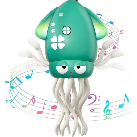 Dancing Octopus Toy Green Electric Crawling with Music and Lights Rechargeable