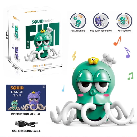 Dancing Octopus Toy, Interactive Baby Crawling Squid Toy with Lights Music, Recording Birthday Gift