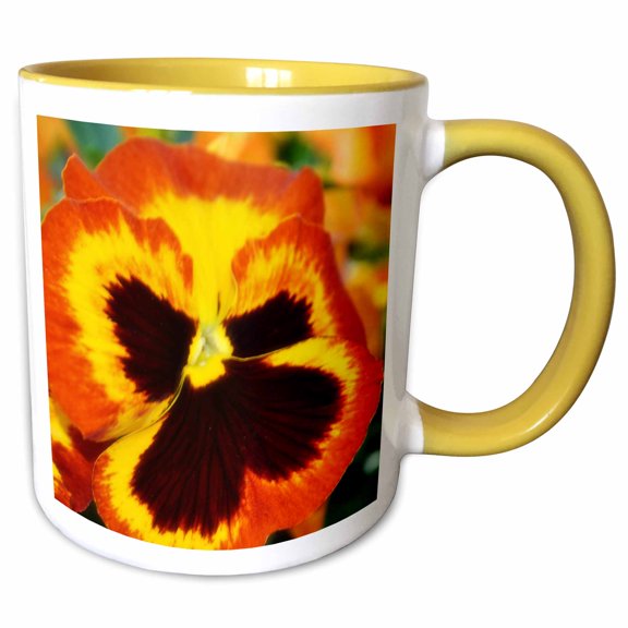 3drose, Dancing on Air a Beautiful Bright Colored Pansy Flower, 15oz Two-tone Yellow Mug