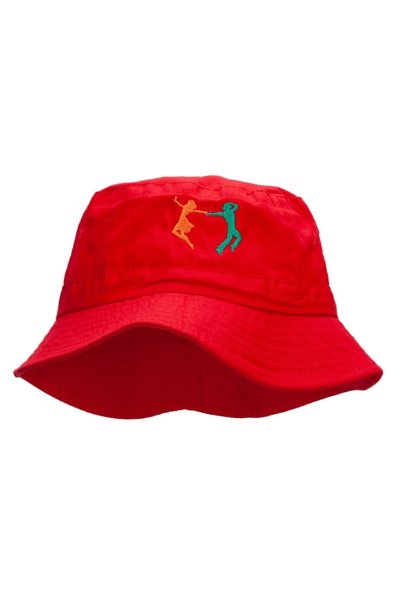 Dancing Partner Embroidered Bucket Hat - Red OSFM