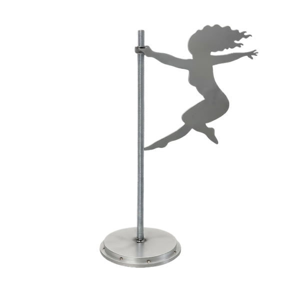Dancing Pole Silhouette Figurine, 15 in Round Silver Base, Whimsical Home Decor, Tabletop Shelf Decor, Silver Decorations, Bedroom Accent Pieces, 1 Pc
