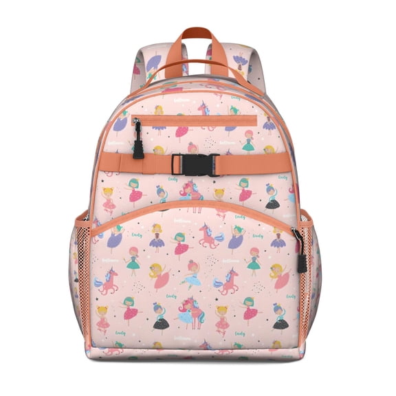 Dancing Princess Unicorns Pattern Backpack for School,Cute School Bag,Schoolbag with Adjustable Shoulder Straps & Padded Back,15.25"x11.5"x5.25"
