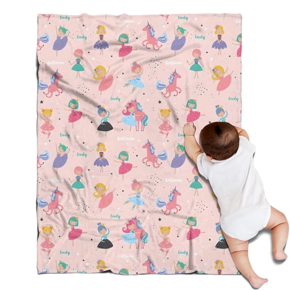 Dancing Princess Unicorns Pattern Blanket,Comfortable Soft Flannel Throw Blanket,All Season,Warm Lightweight Blankets for Sofa Bed Couch Living Room Chair,30"x40"