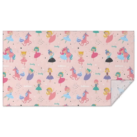 Dancing Princess Unicorns Pattern Rectangle Tablecloth 60"x102",Waterproof Polyester Rectangle Table Cloth, Wipeable Spillproof Polyester Tablecloth for Dining, Camping, Indoor and Outdoor
