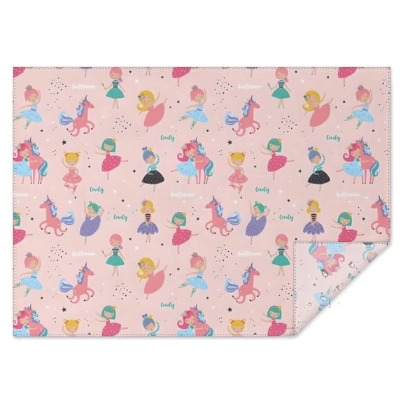 Dancing Princess Unicorns Pattern Rectangle Tablecloth 60"x84",Waterproof Polyester Rectangle Table Cloth, Wipeable Spillproof Polyester Tablecloth for Dining, Camping, Indoor and Outdoor