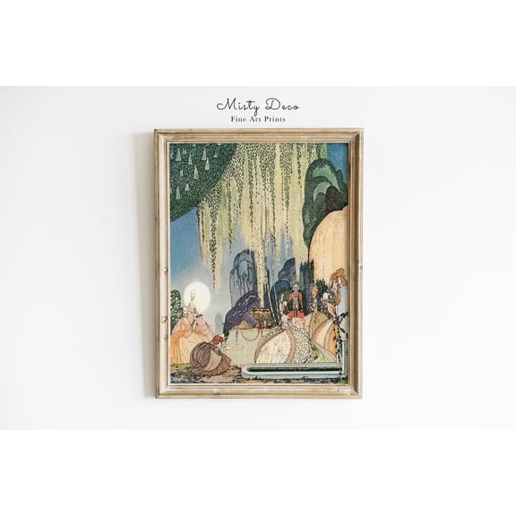 Dancing Princesses in Garden Kay Nielsen Mystical Fairytale Wall Art, Unframed Paper Poster 8x10in