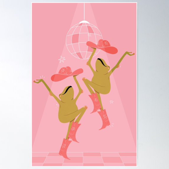 Dancing Queen | Cowboy Frog Poster Wall Art, Modern Wall Decor For Living Room Bedroom, 16x24 UNFRAMED