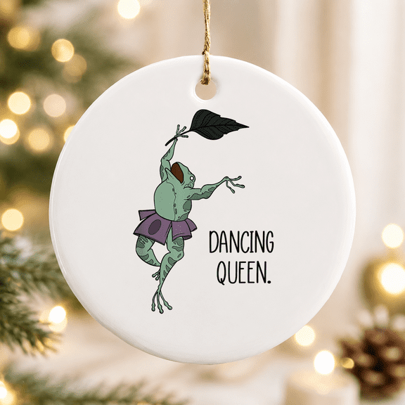Dancing Queen Frog Ballet Dance Christmas Ornament, Holiday Keepsake Gift, Ceramic Ornament