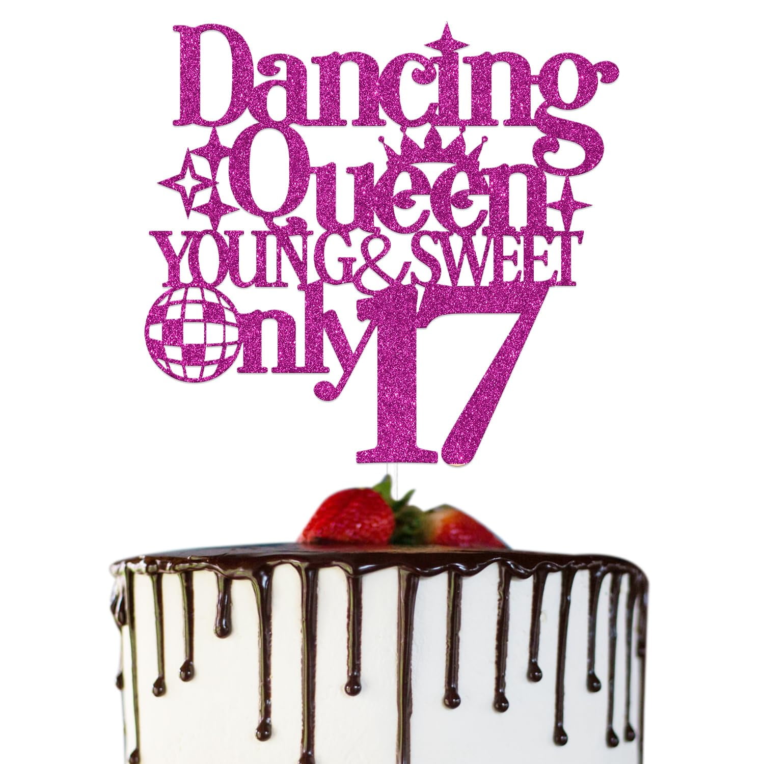 Sky Blue “Young & Sweet Only 17” Glitter Cake Topper – Birthday Or Anniversary Party Decor