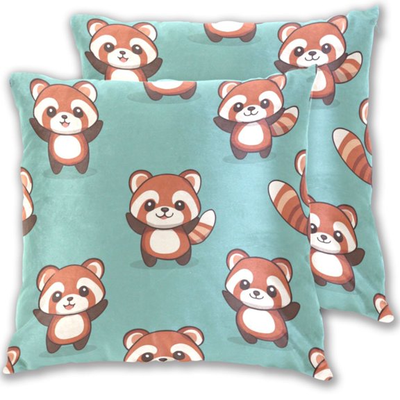 Dancing Raccoons Throw Pillow Covers Pillowcases 18 x 18 Inch Home Decor 2 Packs for Bedroom Sofa