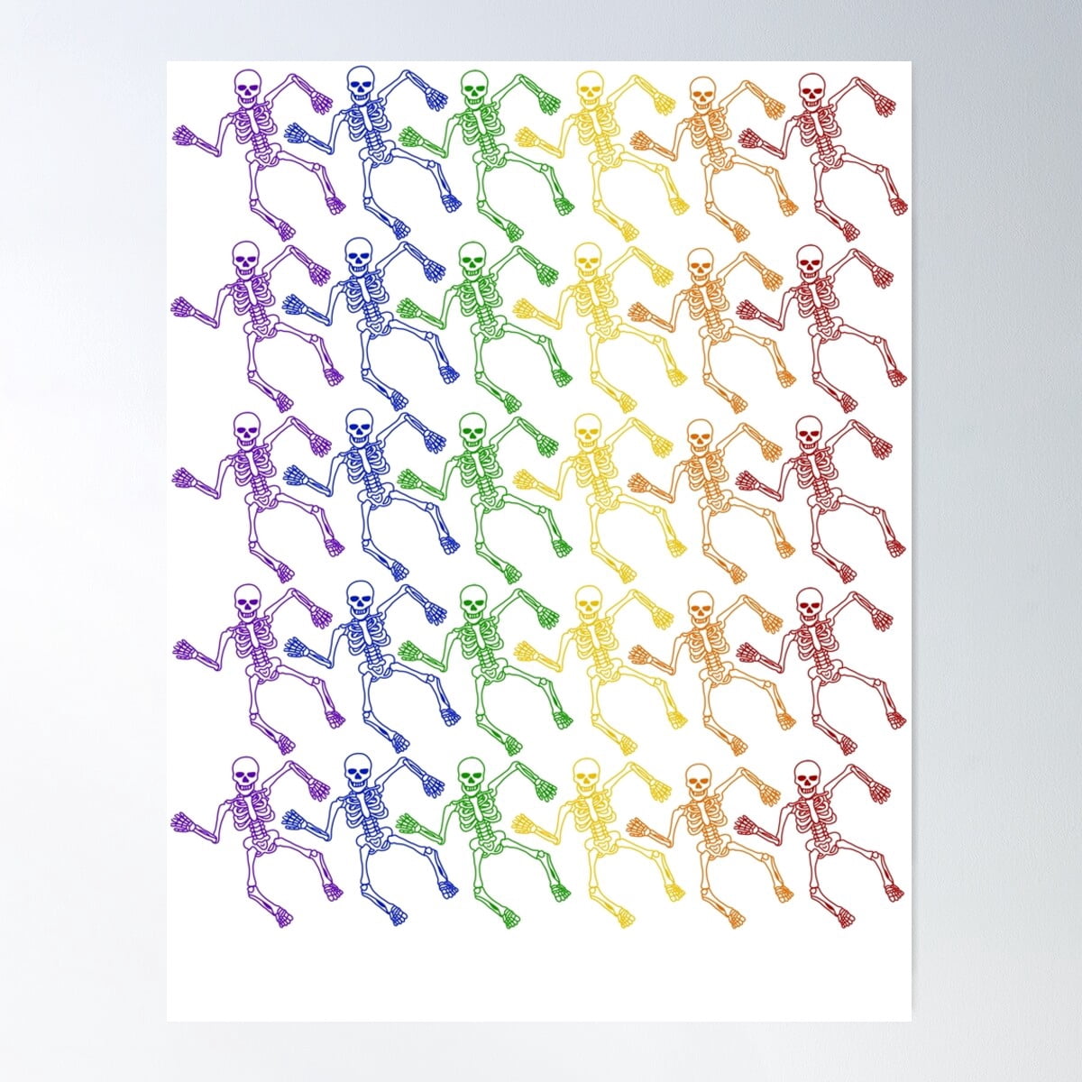 Dancing Rainbow Skeletons Poster Wall Art, Modern Wall Decor For Living ...