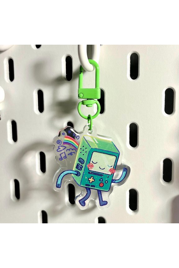 Dancing Robot Character Glitter Keychain