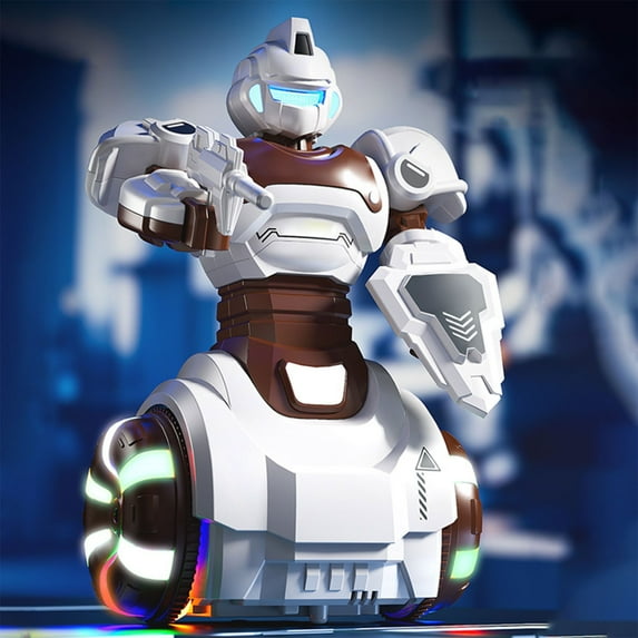 Dancing Robot Toy - Musical Gliding Robo-Pet with Colorful Lights Auto-Sliding Motion Sound Effects Interactive Smart Toy STEM Learning Gift for s(Brown)