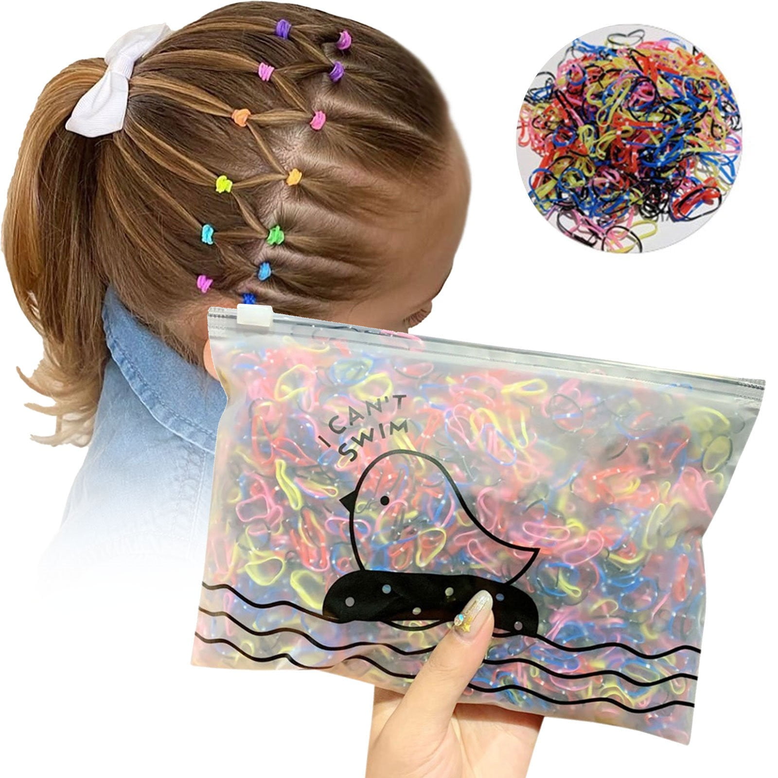Elastic Hair Bands for Baby Girls Couples Rings Skin Tight Scrunchies Kids Hair Bobbles Couples Ponytail Holders for Toddler Girls Large Hair Ties for Curly Hair Small Clear Rubber Bands Teeth Hair