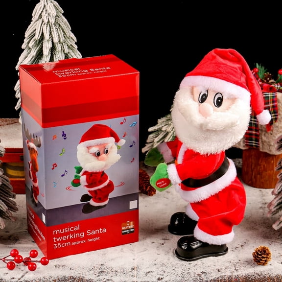 Dancing Santa Christmas Decoration, Musical Animated Holiday Figure With Hip Shaking Movement And Sound Activation, Interactive Festive Tabletop Ornament For Home Party Decor