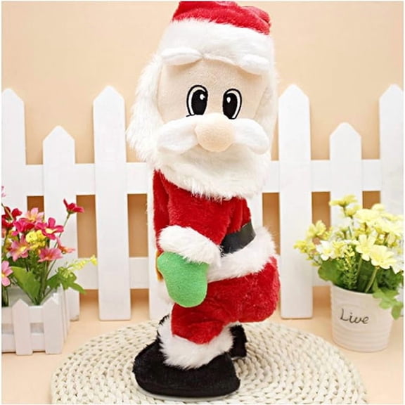 Dancing Santa Claus with Music and Lights, Animated Christmas Decor for Adults, Shaking Booty Santa with English Song, Novelty Holiday Gift for Home Office Desk