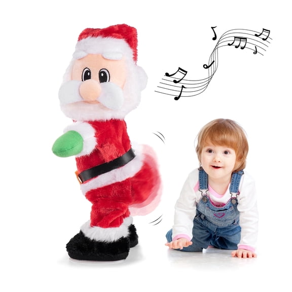 Dancing Santa Claus Plush Toy with Music, Interactive Singing Christmas Toy with Hip-Shaking Motion for Holiday Fun