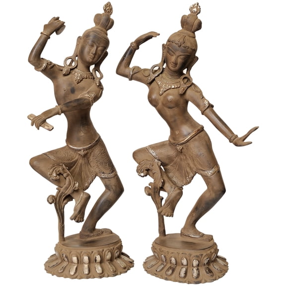 16" Dancing Shiva Parvati Brass Idol | Spiritual Home Decor