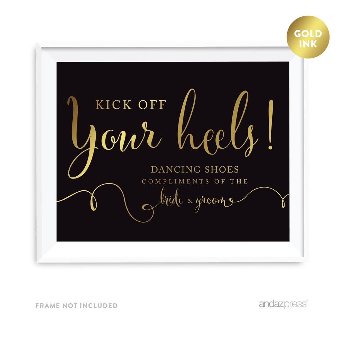 Dancing Shoes Kick Off Your Heels! Black and Metallic Gold Wedding