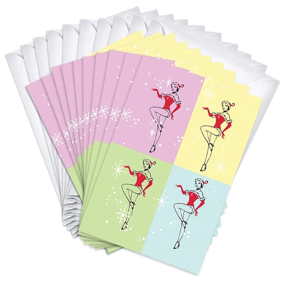 Dancing Showgirls Fresh Alternative Holiday Greeting Cards | 20 Pack Bulk Set (4x6)