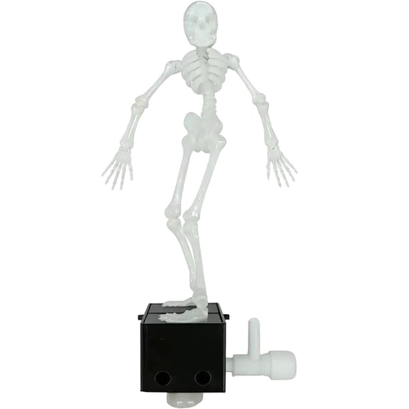 Dancing Skeleton Aquarium Bubbler Decoration, Interactive Halloween Fish Tank Ornament with Adjustable Bubble Flow, Moving Resin Skeleton Air Stone Decor for Goldfish Betta Shrimp Turtle Tanks