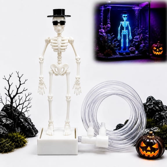 Dancing Skeleton Aquarium Bubbler Halloween Fish Tank Decor Air Powered Moving Ornament