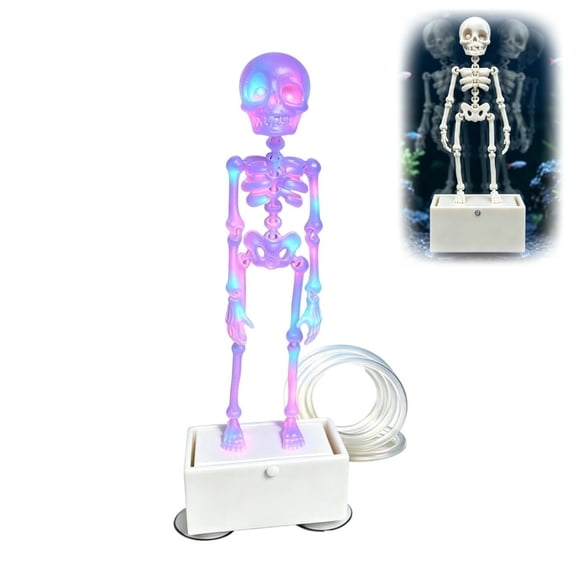 Dancing Skeleton Aquarium Bubbler, Halloween Fish Tank Decor with Glow, 3D Printed Dynamic Aerating Dancing Skeleton Aquarium Bubbler for Spooky Halloween Fish Tank Decor