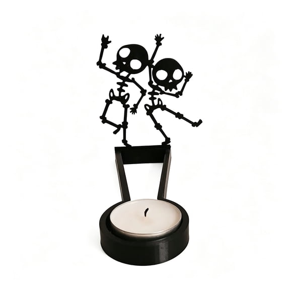 Dancing Skeleton C le Halloween Black Metal C le St Spooky Couple Skull Tabletop DecorGothic Tea Light for Hallowee