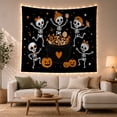 thumbnail image 1 of Dancing Skeleton Children Around Candy Cauldron, Playful Retro Style for Skeleton Decor Fans, Spooky Wall Decor Halloween Gift, Tapestry Wall Hanging for Bedroom and Playroom, 1 of 7