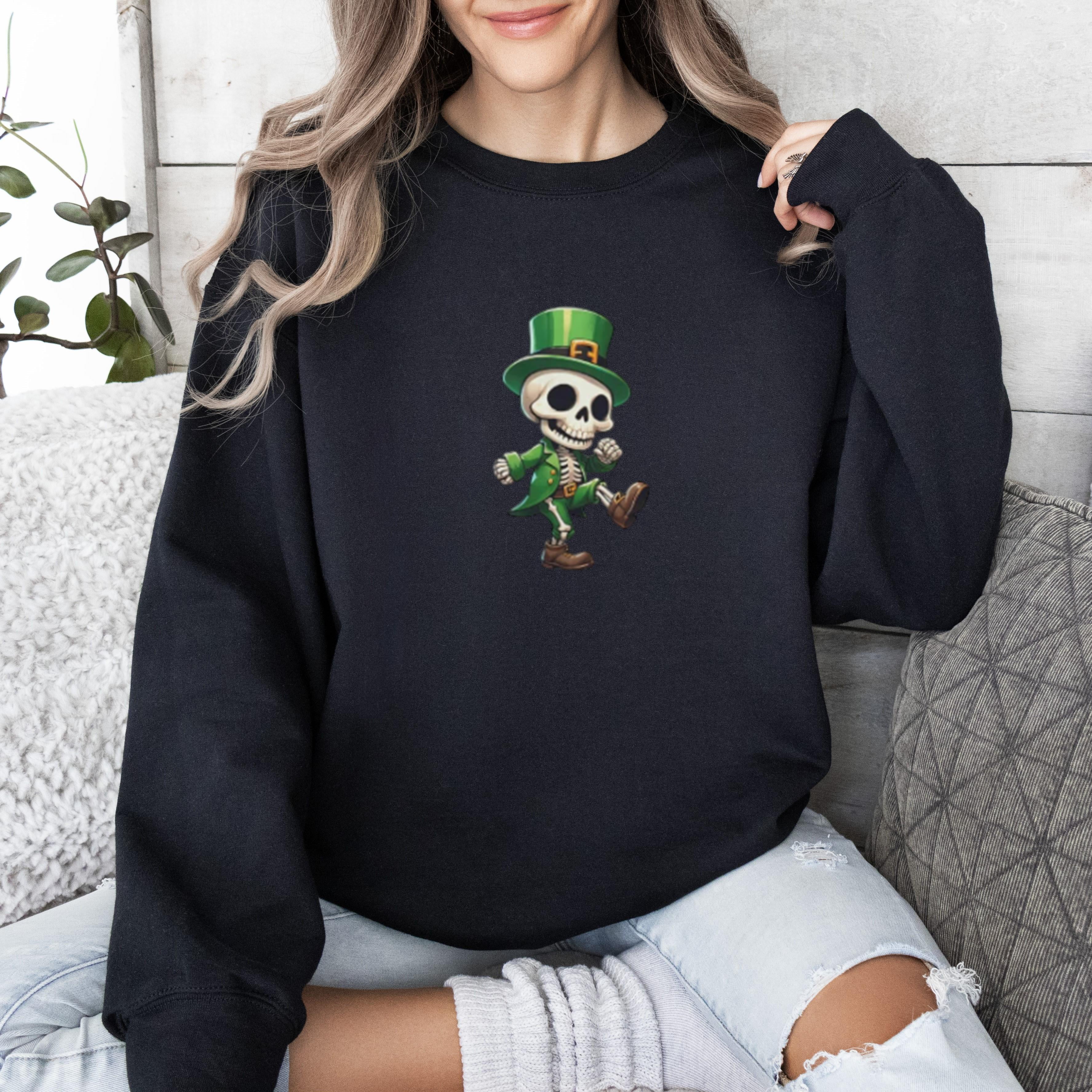 Dancing Skeleton Funny Classic Sweatshirt St. Patrick’s Day Fun, for men & women, up to size
